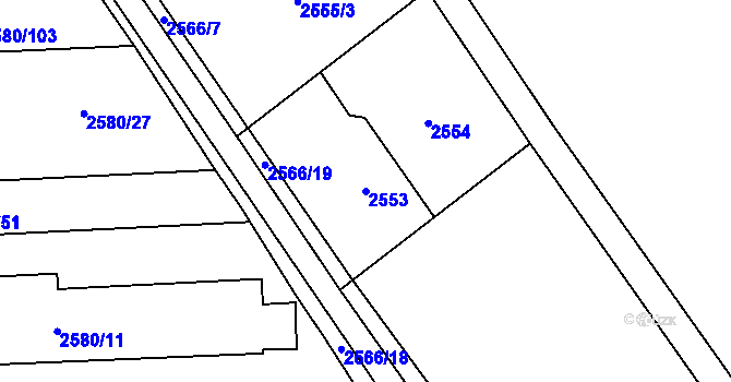 Parcela st. 2553 v KÚ Dolní Suchá, Katastrální mapa