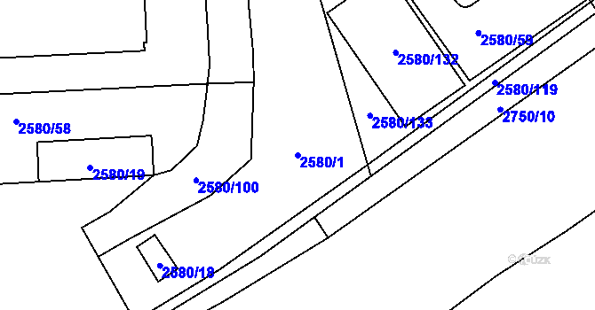 Parcela st. 2580/1 v KÚ Dolní Suchá, Katastrální mapa
