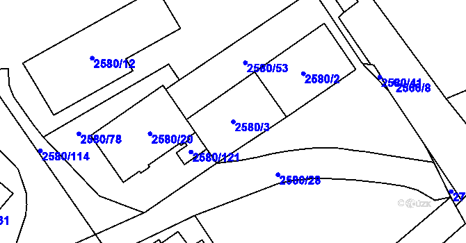 Parcela st. 2580/3 v KÚ Dolní Suchá, Katastrální mapa