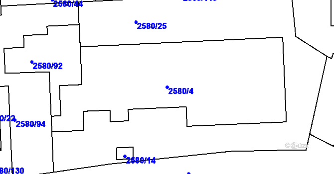 Parcela st. 2580/4 v KÚ Dolní Suchá, Katastrální mapa