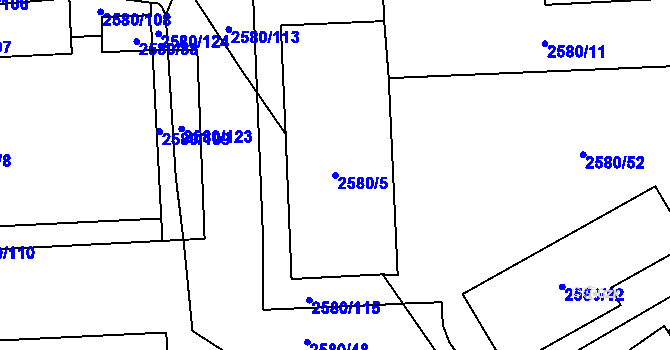 Parcela st. 2580/5 v KÚ Dolní Suchá, Katastrální mapa