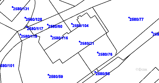 Parcela st. 2580/21 v KÚ Dolní Suchá, Katastrální mapa