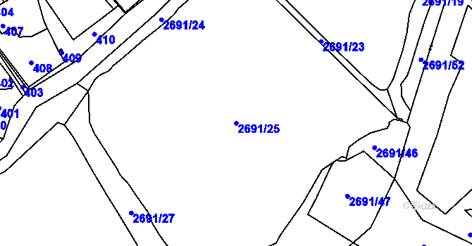 Parcela st. 2691/25 v KÚ Dolní Suchá, Katastrální mapa