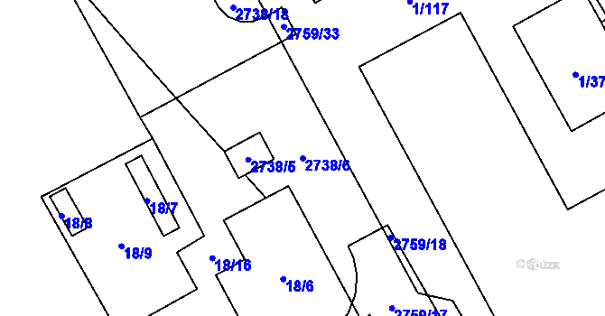 Parcela st. 2738/6 v KÚ Dolní Suchá, Katastrální mapa