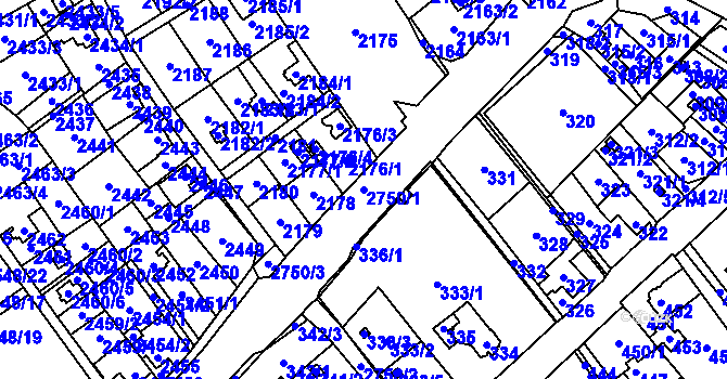 Parcela st. 2750/1 v KÚ Dolní Suchá, Katastrální mapa
