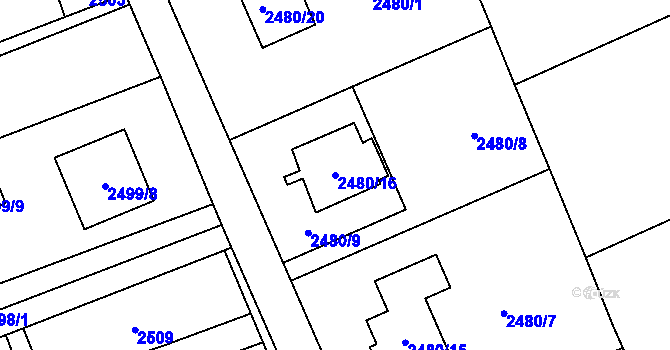 Parcela st. 2480/16 v KÚ Dolní Suchá, Katastrální mapa