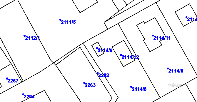 Parcela st. 2114/9 v KÚ Dolní Suchá, Katastrální mapa