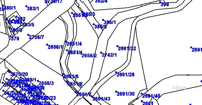 Parcela st. 2742/1 v KÚ Dolní Suchá, Katastrální mapa