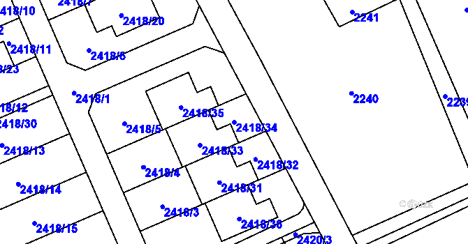 Parcela st. 2418/34 v KÚ Dolní Suchá, Katastrální mapa