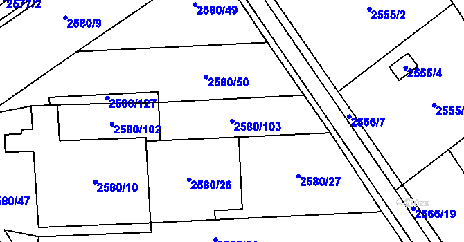 Parcela st. 2580/103 v KÚ Dolní Suchá, Katastrální mapa