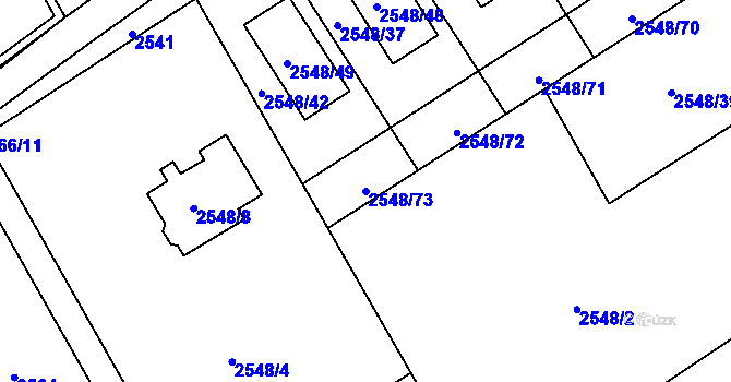 Parcela st. 2548/73 v KÚ Dolní Suchá, Katastrální mapa