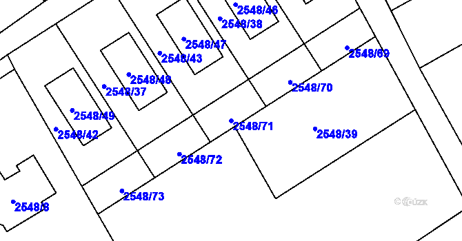 Parcela st. 2548/71 v KÚ Dolní Suchá, Katastrální mapa