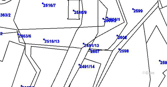 Parcela st. 2491/13 v KÚ Dolní Suchá, Katastrální mapa