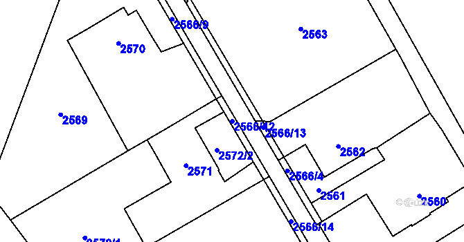 Parcela st. 2566/12 v KÚ Dolní Suchá, Katastrální mapa