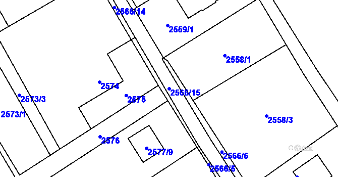 Parcela st. 2566/15 v KÚ Dolní Suchá, Katastrální mapa