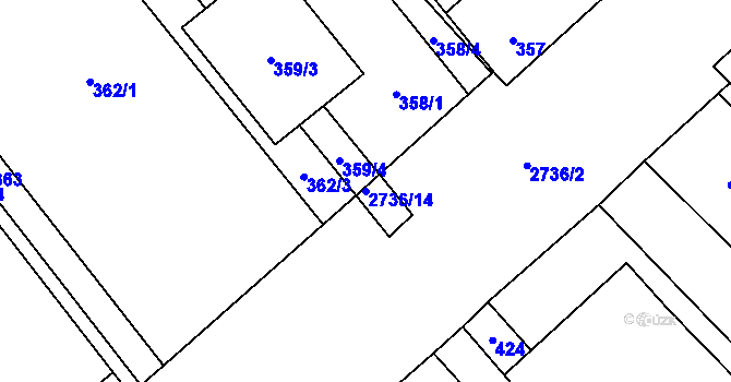Parcela st. 2736/14 v KÚ Dolní Suchá, Katastrální mapa