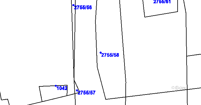 Parcela st. 2755/58 v KÚ Dolní Suchá, Katastrální mapa