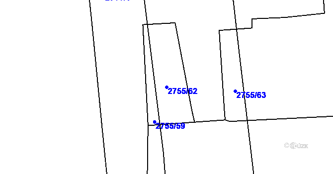 Parcela st. 2755/62 v KÚ Dolní Suchá, Katastrální mapa