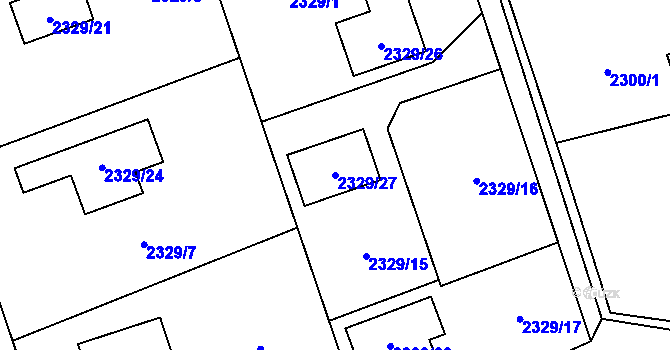 Parcela st. 2329/27 v KÚ Dolní Suchá, Katastrální mapa
