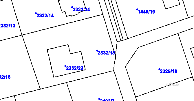 Parcela st. 2332/15 v KÚ Dolní Suchá, Katastrální mapa
