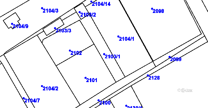 Parcela st. 2103/1 v KÚ Dolní Suchá, Katastrální mapa