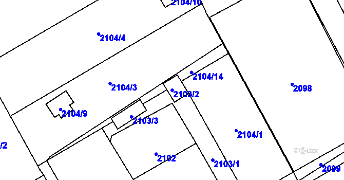 Parcela st. 2103/2 v KÚ Dolní Suchá, Katastrální mapa