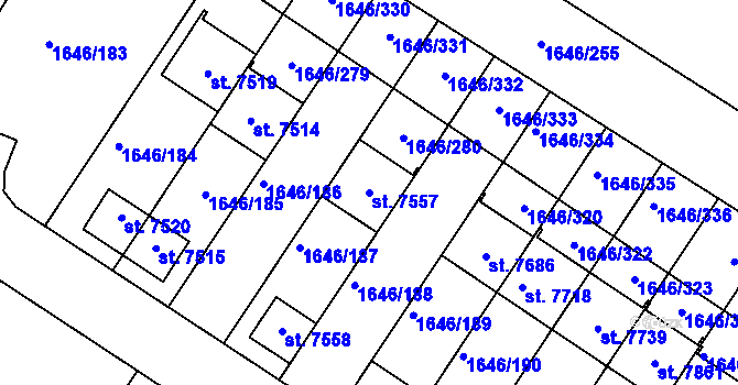 Parcela st. 7557 v KÚ Havlíčkův Brod, Katastrální mapa