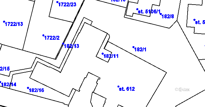 Parcela st. 182/11 v KÚ Havlíčkův Brod, Katastrální mapa