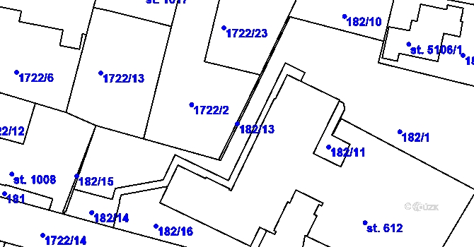 Parcela st. 182/13 v KÚ Havlíčkův Brod, Katastrální mapa