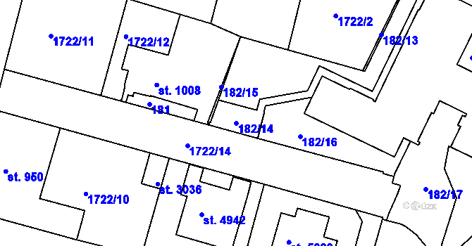 Parcela st. 182/14 v KÚ Havlíčkův Brod, Katastrální mapa