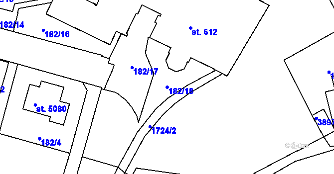 Parcela st. 182/18 v KÚ Havlíčkův Brod, Katastrální mapa