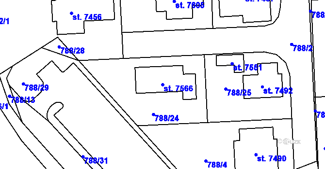 Parcela st. 7566 v KÚ Havlíčkův Brod, Katastrální mapa