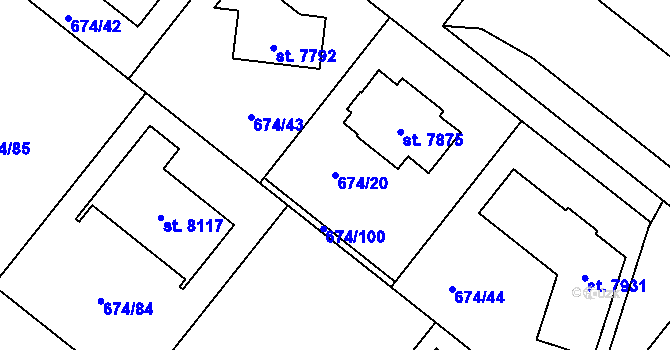 Parcela st. 674/20 v KÚ Havlíčkův Brod, Katastrální mapa