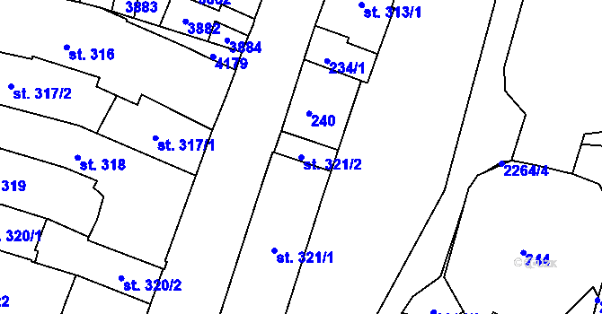 Parcela st. 321/2 v KÚ Havlíčkův Brod, Katastrální mapa
