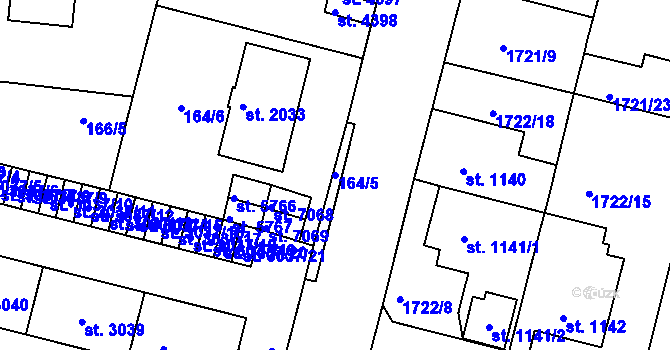 Parcela st. 164/5 v KÚ Havlíčkův Brod, Katastrální mapa