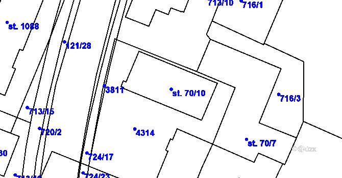 Parcela st. 70/10 v KÚ Havlíčkův Brod, Katastrální mapa