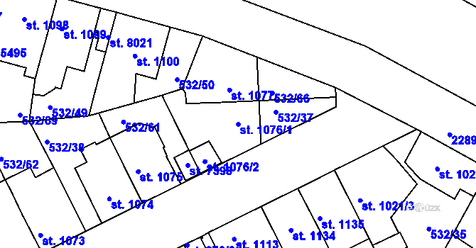 Parcela st. 1076/1 v KÚ Havlíčkův Brod, Katastrální mapa