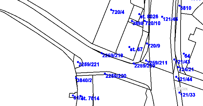 Parcela st. 2259/218 v KÚ Havlíčkův Brod, Katastrální mapa