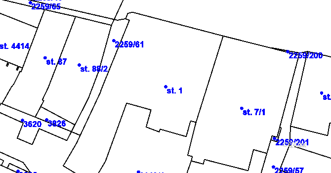 Parcela st. 1 v KÚ Havlíčkův Brod, Katastrální mapa