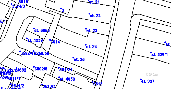 Parcela st. 24 v KÚ Havlíčkův Brod, Katastrální mapa