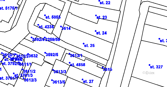 Parcela st. 25 v KÚ Havlíčkův Brod, Katastrální mapa