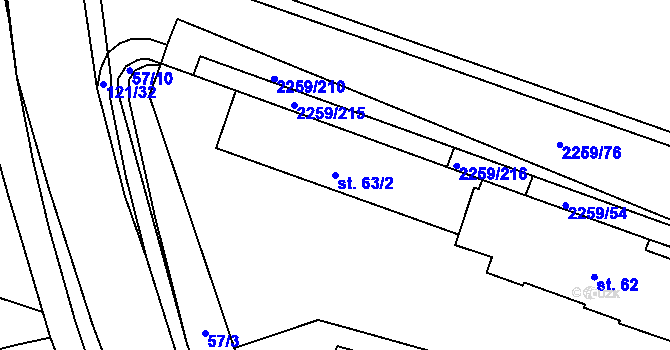 Parcela st. 63/2 v KÚ Havlíčkův Brod, Katastrální mapa