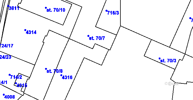 Parcela st. 70/6 v KÚ Havlíčkův Brod, Katastrální mapa