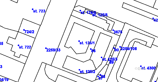 Parcela st. 125/1 v KÚ Havlíčkův Brod, Katastrální mapa