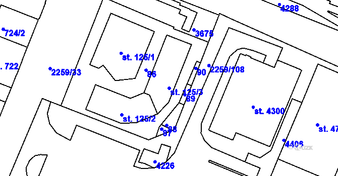 Parcela st. 125/3 v KÚ Havlíčkův Brod, Katastrální mapa