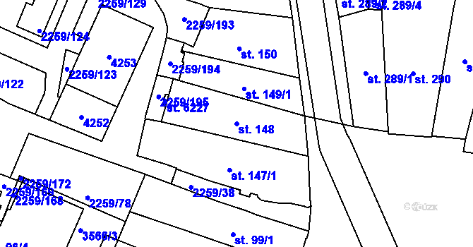 Parcela st. 148 v KÚ Havlíčkův Brod, Katastrální mapa