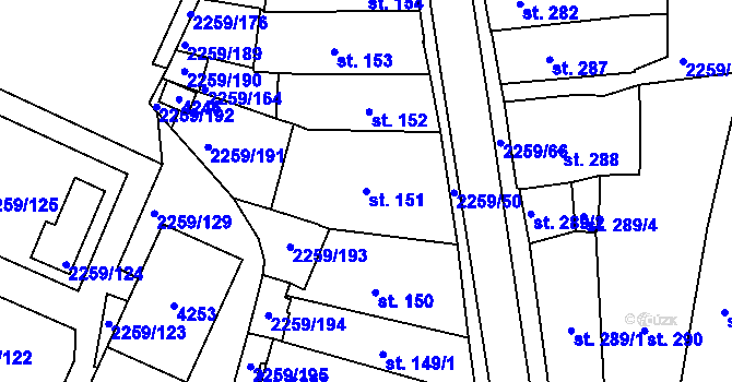 Parcela st. 151 v KÚ Havlíčkův Brod, Katastrální mapa