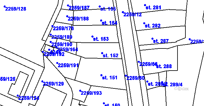 Parcela st. 152 v KÚ Havlíčkův Brod, Katastrální mapa