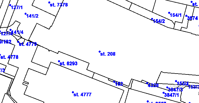 Parcela st. 208 v KÚ Havlíčkův Brod, Katastrální mapa