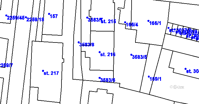 Parcela st. 216 v KÚ Havlíčkův Brod, Katastrální mapa